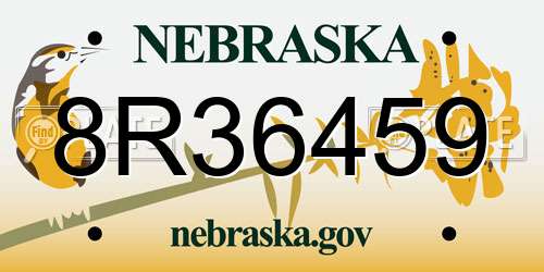 8R36459 Nebraska License Plate
