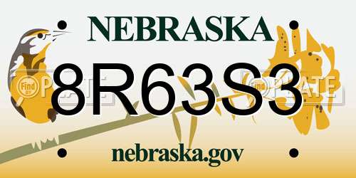 8R63S3 Nebraska License Plate