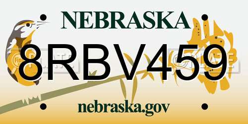 8RBV459 Nebraska License Plate