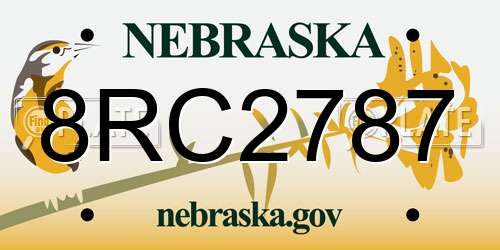 8RC2787 Nebraska License Plate