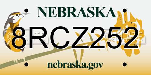 8RCZ252 Nebraska License Plate