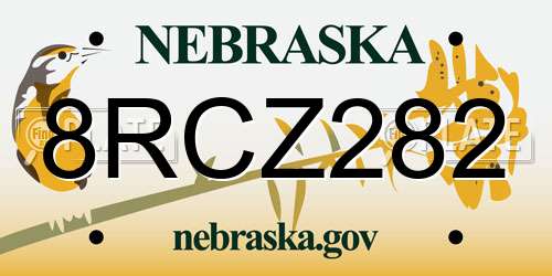 8RCZ282 Nebraska License Plate