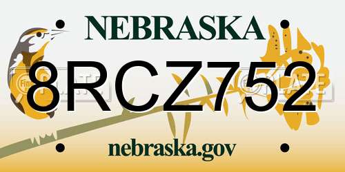 8RCZ752 Nebraska License Plate