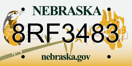 8RF3483 Nebraska License Plate