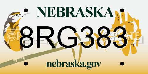 8RG383 Nebraska License Plate