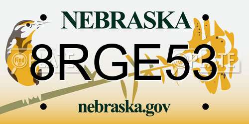 8RGE53 Nebraska License Plate