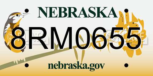 8RM0655 Nebraska License Plate