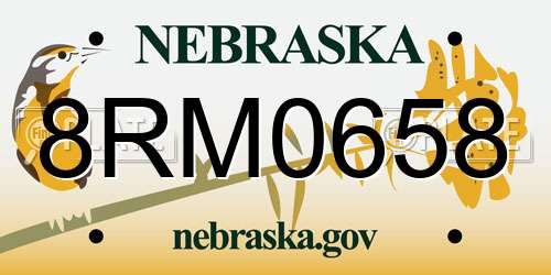 8RM0658 Nebraska License Plate