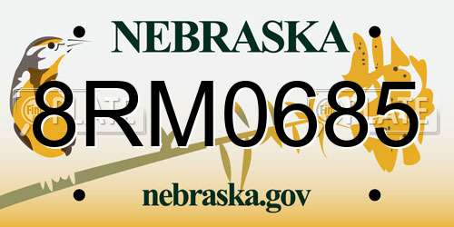 8RM0685 Nebraska License Plate