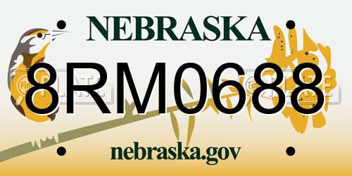 8RM0688 Nebraska License Plate