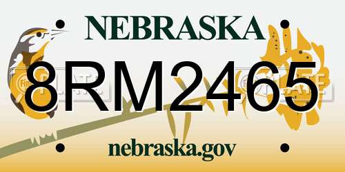 8RM2465 Nebraska License Plate