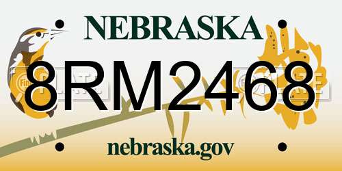8RM2468 Nebraska License Plate