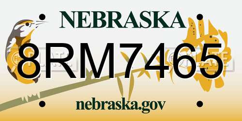 8RM7465 Nebraska License Plate