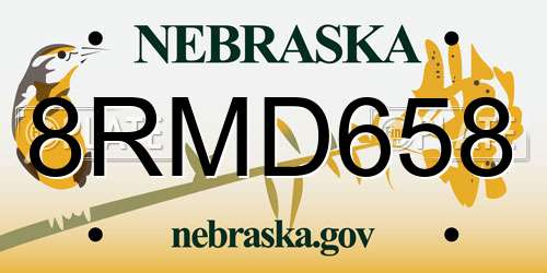 8RMD658 Nebraska License Plate