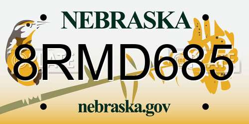 8RMD685 Nebraska License Plate