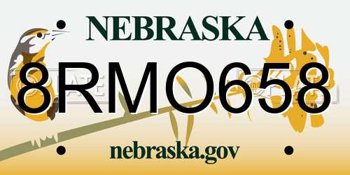 8RMO658 Nebraska License Plate