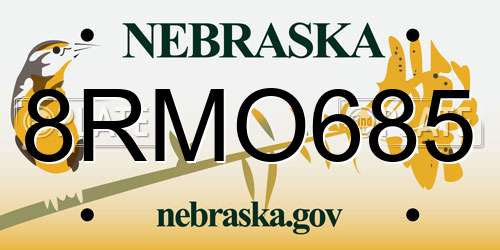 8RMO685 Nebraska License Plate