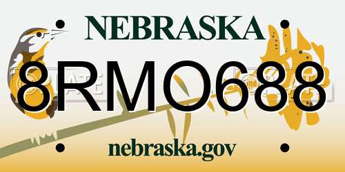8RMO688 Nebraska License Plate