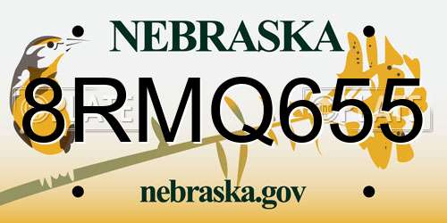 8RMQ655 Nebraska License Plate