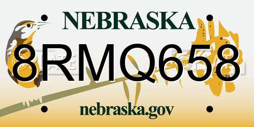 8RMQ658 Nebraska License Plate
