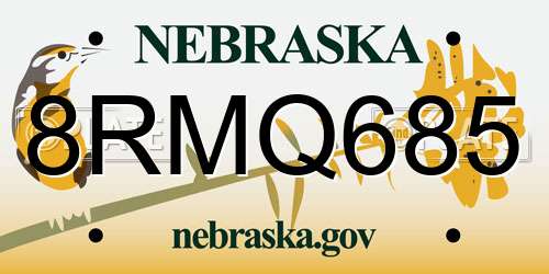 8RMQ685 Nebraska License Plate
