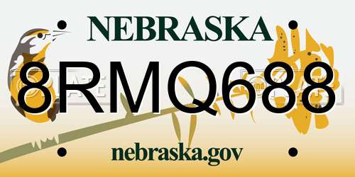 8RMQ688 Nebraska License Plate