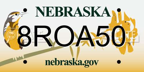 8ROA50 Nebraska License Plate