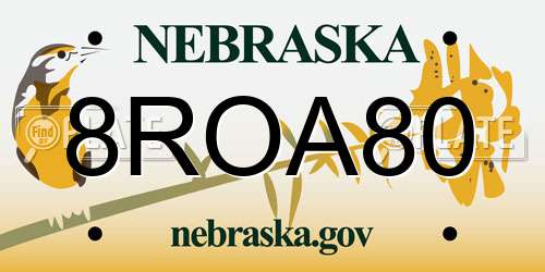 8ROA80 Nebraska License Plate