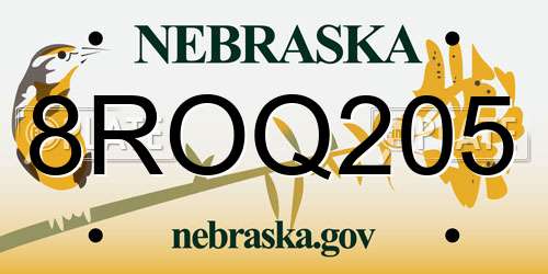 8ROQ205 Nebraska License Plate