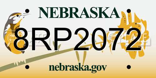 8RP2072 Nebraska License Plate