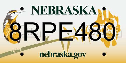 8RPE480 Nebraska License Plate