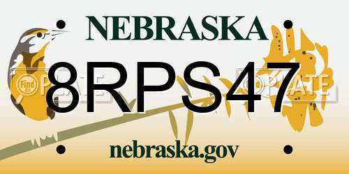 8RPS47 Nebraska License Plate