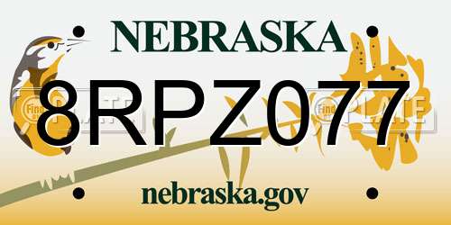8RPZ077 Nebraska License Plate