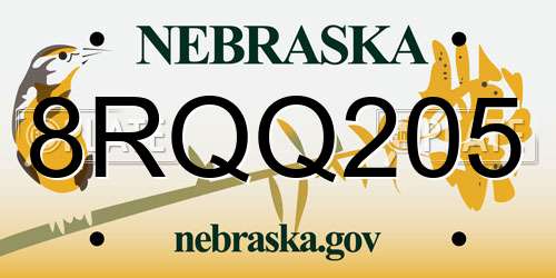 8RQQ205 Nebraska License Plate