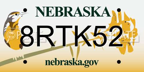 8RTK52 Nebraska License Plate