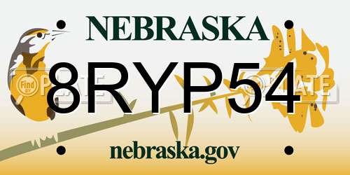 8RYP54 Nebraska License Plate