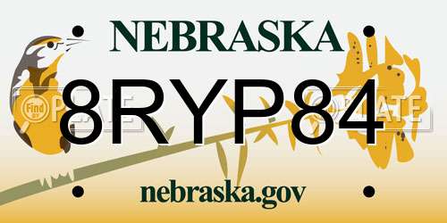 8RYP84 Nebraska License Plate