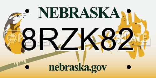 8RZK82 Nebraska License Plate
