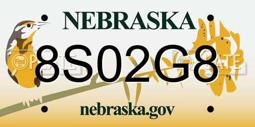 8S02G8 Nebraska License Plate
