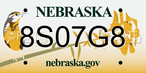 8S07G8 Nebraska License Plate