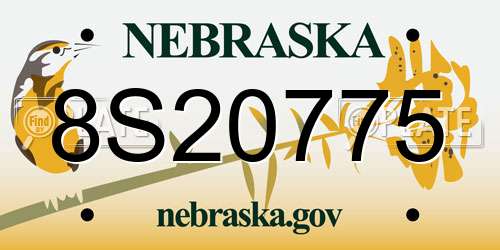8S20775 Nebraska License Plate