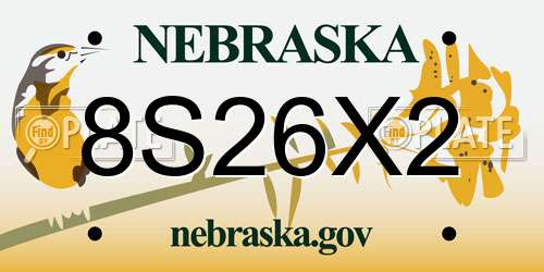 8S26X2 Nebraska License Plate