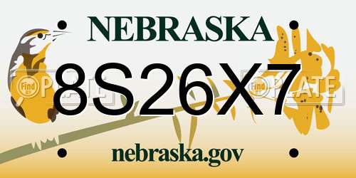 8S26X7 Nebraska License Plate