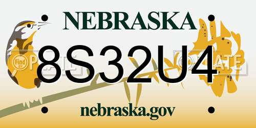 8S32U4 Nebraska License Plate