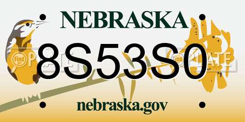 8S53S0 Nebraska License Plate