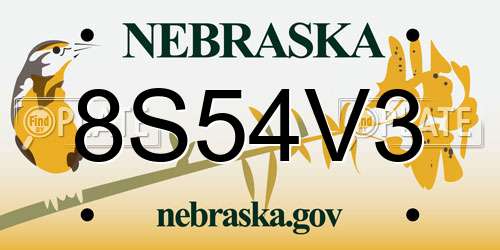 8S54V3 Nebraska License Plate