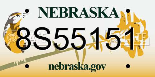 8S55151 Nebraska License Plate