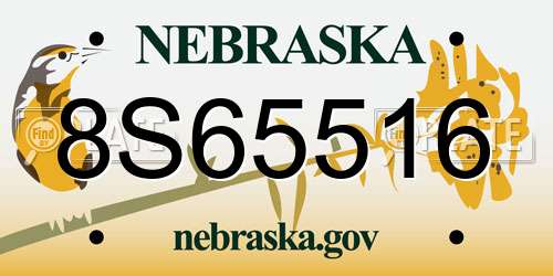 8S65516 Nebraska License Plate