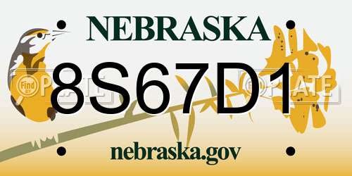 8S67D1 Nebraska License Plate