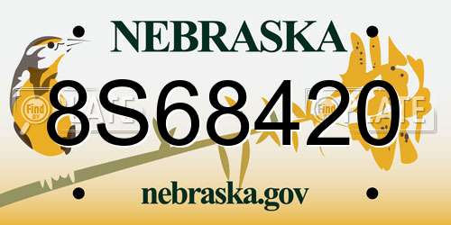 8S68420 Nebraska License Plate